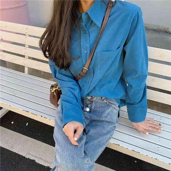 women's knits & tees blouses turn down collar long sleeve s and fashion corduroy shirt blusas roupa feminina g1ng, White
women's knits & tees blouses turn down collar long sleeve s and fashion corduroy shirt blusas roupa feminina g1ng, White