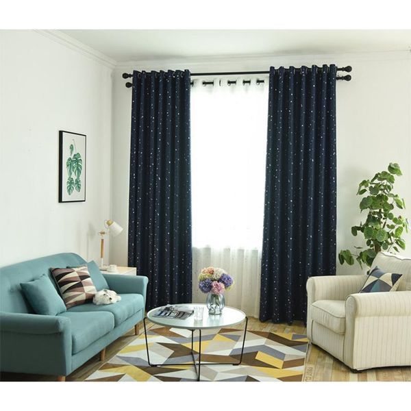 gyc2011-darkblue gyrohome 1pc blackout curtain star pattern "customised" window linen livingroom dec & drapes
