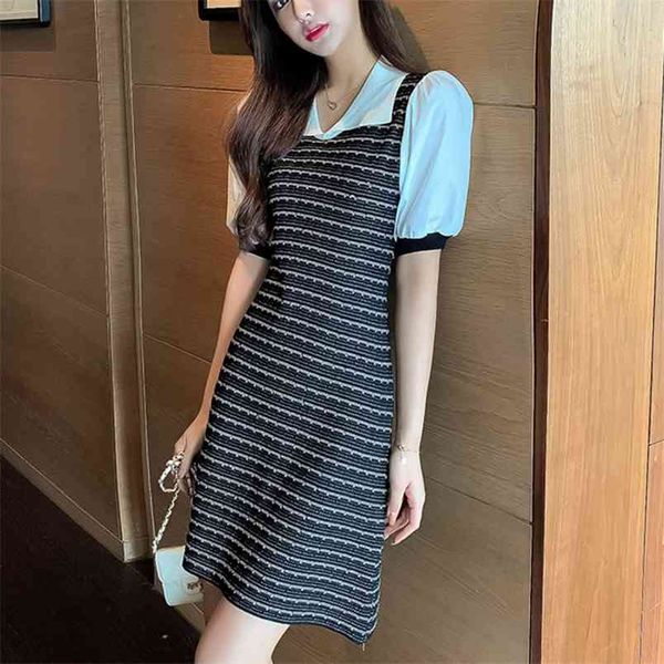 summer vintage knit patchwork puff sleeves sweater dress women fake two piece mini party dresses casaul robe femme 210514, Black;gray
summer vintage knit patchwork puff sleeves sweater dress women fake two piece mini party dresses casaul robe femme 210514, Black;gray