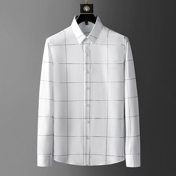 men's casual shirts plaid shirt men black white business formal dress slim fit long sleeve social party tuxedo blouse, White;black
men's casual shirts plaid shirt men black white business formal dress slim fit long sleeve social party tuxedo blouse, White;black