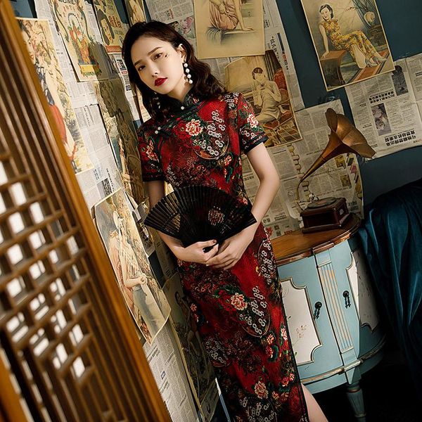 plus size 4xl summer rayon cheongsam traditional chinese women simple dress vintage lady floral printed long qipao ethnic clothing, Red
plus size 4xl summer rayon cheongsam traditional chinese women simple dress vintage lady floral printed long qipao ethnic clothing, Red