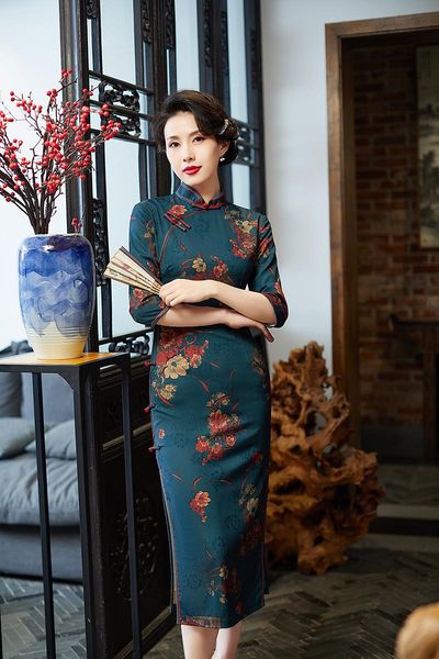ethnic clothing blue women satin cheongsam elegant chinese three quarterssleeve dress print flower vintage button slim mandarin collar qipao, Red
ethnic clothing blue women satin cheongsam elegant chinese three quarterssleeve dress print flower vintage button slim mandarin collar qipao, Red