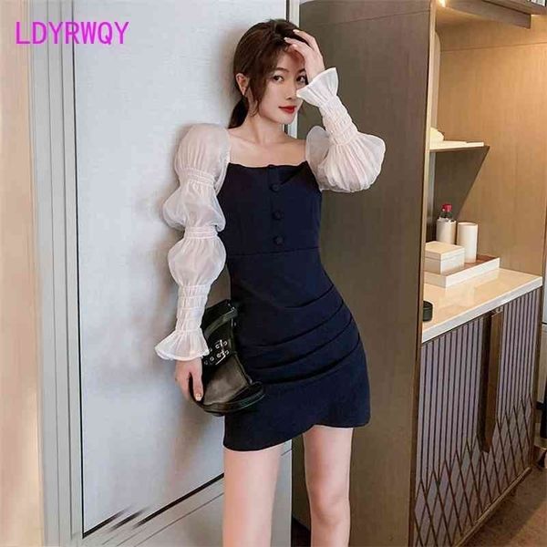 ldyrwqy spring and autumn slim show thin square collar retro color dress women knee-length office lady 210416, Black;gray
ldyrwqy spring and autumn slim show thin square collar retro color dress women knee-length office lady 210416, Black;gray