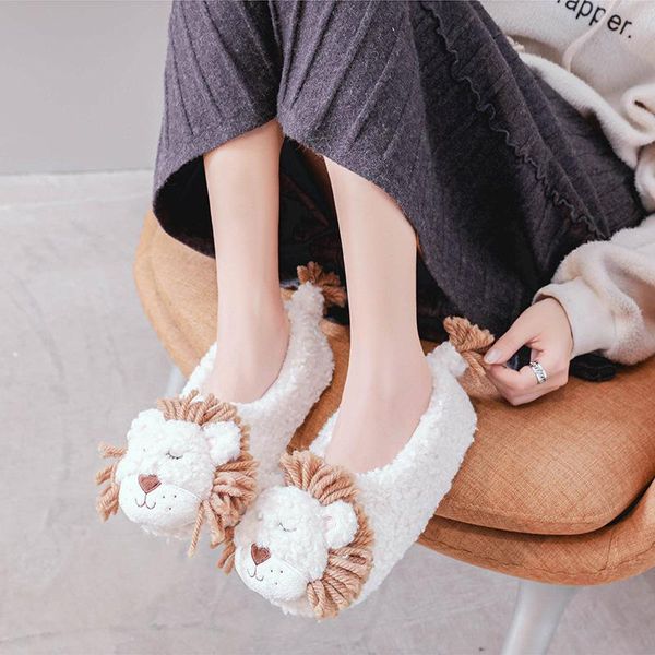 cartoon lion slippers girl indoor bag heel comfortable warm non-slip flats female, Black 
cartoon lion slippers girl indoor bag heel comfortable warm non-slip flats female, Black