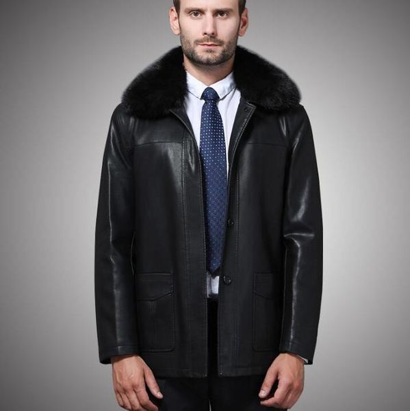 men's fur & faux 2021 winter middle-aged genuine jacket rex collar leather clothes men plus velvet thick warm coat, Black
men's fur & faux 2021 winter middle-aged genuine jacket rex collar leather clothes men plus velvet thick warm coat, Black
