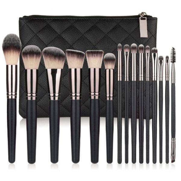 makeup brushes 15pcs professional tools foundation make-up brush spoolie eyelash set for with black pu bag
makeup brushes 15pcs professional tools foundation make-up brush spoolie eyelash set for with black pu bag