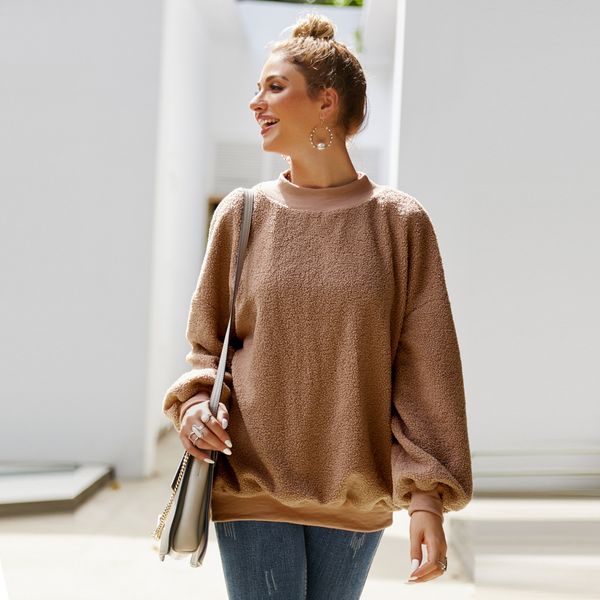 fleece hoodies sweater women fall/winter pullover long-sleeved plush top, Black
fleece hoodies sweater women fall/winter pullover long-sleeved plush top, Black