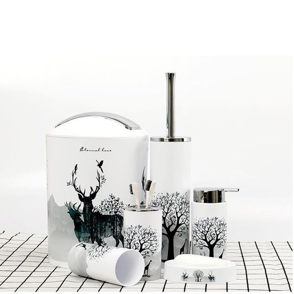 bath accessory set 6pcs plastic bathroom accessories trash can soap box mouthwash el homestay creative printing household items
bath accessory set 6pcs plastic bathroom accessories trash can soap box mouthwash el homestay creative printing household items