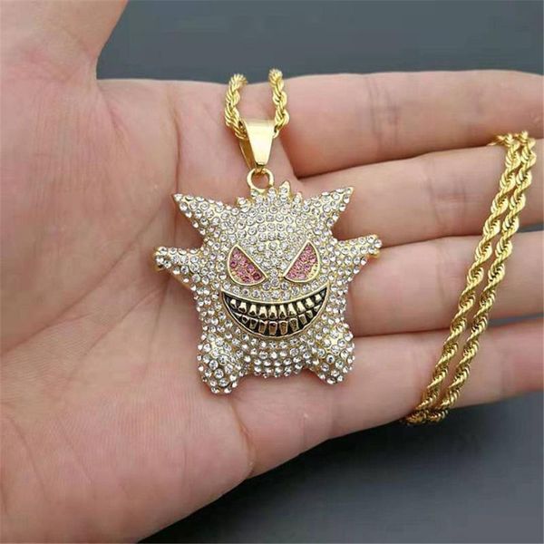 pendant necklaces hip hop iced out ghost necklace with chain stainless steel gold color men's cubic zircon bling jewelry drop, Silver
pendant necklaces hip hop iced out ghost necklace with chain stainless steel gold color men's cubic zircon bling jewelry drop, Silver
