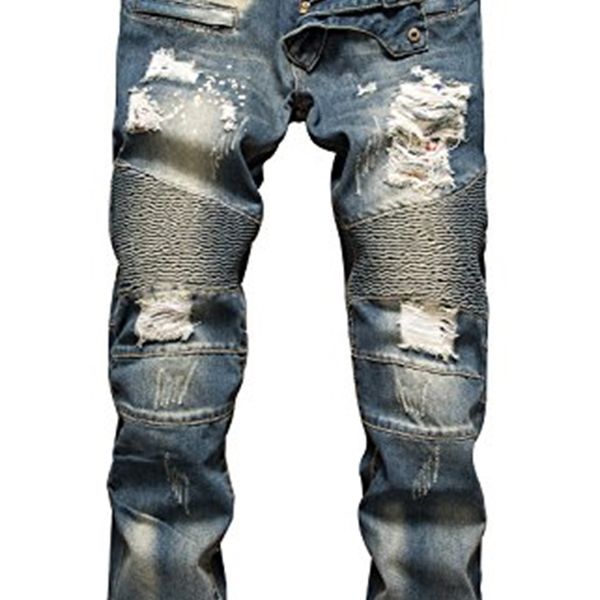 men's jeans nitagut ripped slim straight fit biker with zipper deco 7h7w, Blue
men's jeans nitagut ripped slim straight fit biker with zipper deco 7h7w, Blue