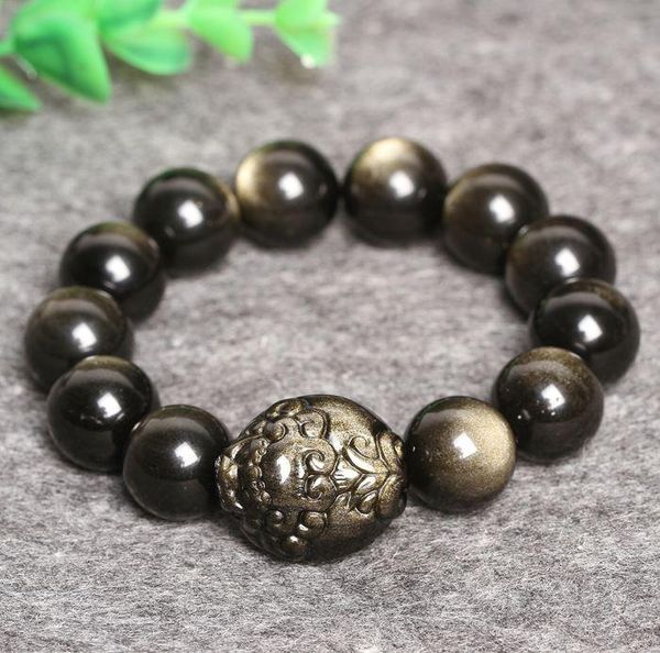 charm bracelets natural black gold obsidian both brave troops men and women recruit wealth exorcise evil bracelet 12mm, Golden;silver 
charm bracelets natural black gold obsidian both brave troops men and women recruit wealth exorcise evil bracelet 12mm, Golden;silver