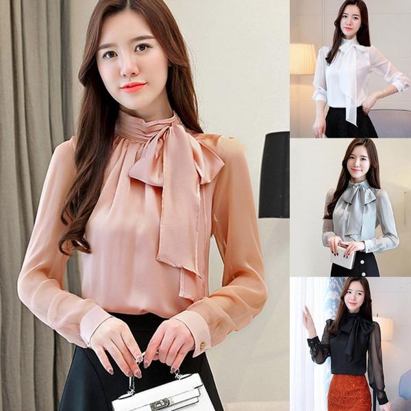 women's blouses & shirts chiffon blouse women mesh long sleeve shirt bow knot slim career work 2021 autumn female clothing fn55, White
women's blouses & shirts chiffon blouse women mesh long sleeve shirt bow knot slim career work 2021 autumn female clothing fn55, White