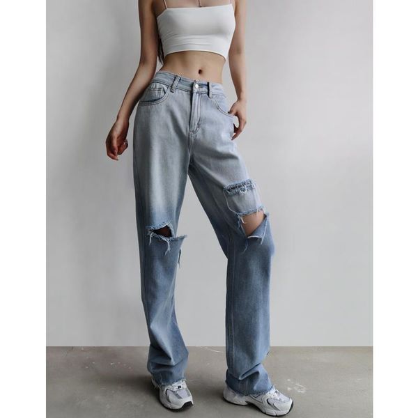 women's jeans street hole gradient straight women's high waist loose thin floor draping pants denim trousers korean women d07m, Blue
women's jeans street hole gradient straight women's high waist loose thin floor draping pants denim trousers korean women d07m, Blue