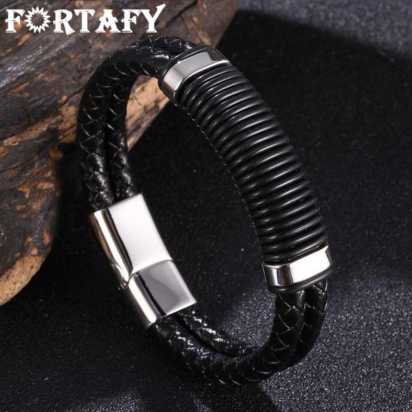 charm bracelets fortafy punk stainless steel magnetic black men bracelet leather genuine braided bangles male jewelry accessories fr1071, Golden;silver
charm bracelets fortafy punk stainless steel magnetic black men bracelet leather genuine braided bangles male jewelry accessories fr1071, Golden;silver
