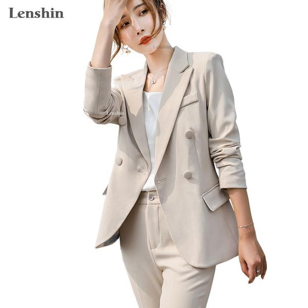 lenshin high-quality two pieces set soft pant suit style double breasted coat with trouser simple design for office lady women women's, White
lenshin high-quality two pieces set soft pant suit style double breasted coat with trouser simple design for office lady women women's, White