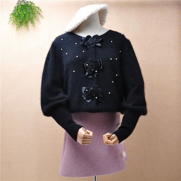 women's sweaters ladies women vintage bowknot beading angora fur long batwing sleeves loose pullover mink cashmere winter jumper swea, White;black
women's sweaters ladies women vintage bowknot beading angora fur long batwing sleeves loose pullover mink cashmere winter jumper swea, White;black