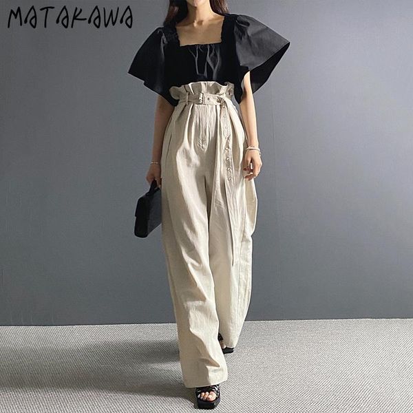women's blouses & shirts matakawa two piece set korea chic elegant square collar pleated loose petal sleeve blouse drawstring waist cas, White
women's blouses & shirts matakawa two piece set korea chic elegant square collar pleated loose petal sleeve blouse drawstring waist cas, White