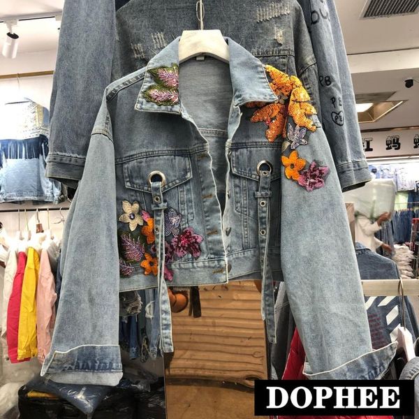 women's jackets 2021 spring fashion heavy sequins flower short jeans jacket casual denim coats female students outwear, Black;brown
women's jackets 2021 spring fashion heavy sequins flower short jeans jacket casual denim coats female students outwear, Black;brown