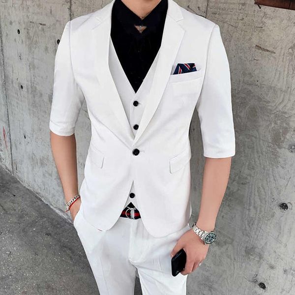 men's suits & blazers summer tailor made fashion white male short sleeve suit coat slim fit groom tuxedo for wedding party costome (jac, White;black
men's suits & blazers summer tailor made fashion white male short sleeve suit coat slim fit groom tuxedo for wedding party costome (jac, White;black