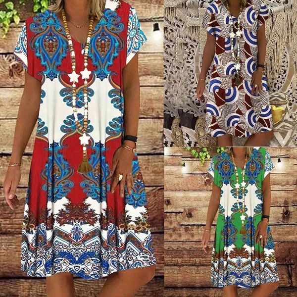 h30 bohemian casual loose mini women dress floral print v neck short sleeve vintage summer party vestidos, Black;gray
h30 bohemian casual loose mini women dress floral print v neck short sleeve vintage summer party vestidos, Black;gray