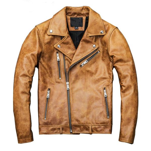 men's leather & faux genuine jacket men oil wax cow coat motorcycle yellow chaqueta cuero hombre 2021 kj1914, Black
men's leather & faux genuine jacket men oil wax cow coat motorcycle yellow chaqueta cuero hombre 2021 kj1914, Black