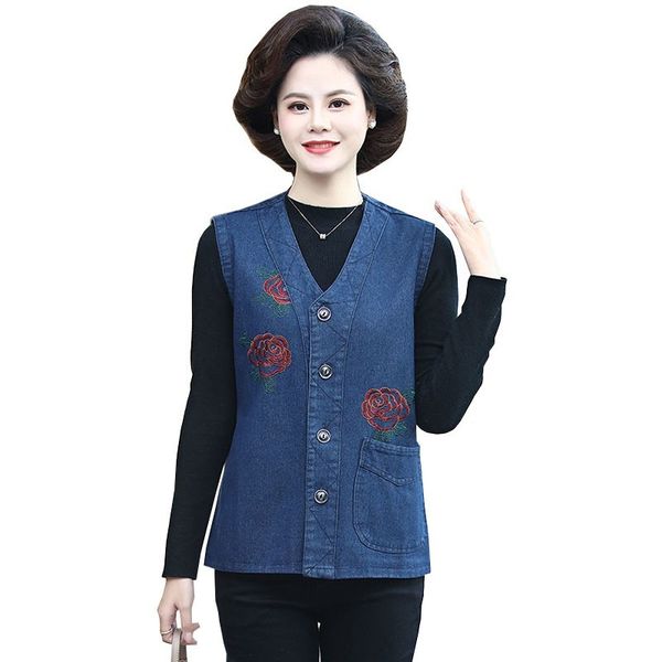 women's jackets plus size 6xl mother casual middle-aged jean waistcoat women's clothing embroidered flowers denim jacket sleeveles, Black;brown
women's jackets plus size 6xl mother casual middle-aged jean waistcoat women's clothing embroidered flowers denim jacket sleeveles, Black;brown