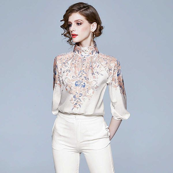 women's blouses & shirts vintage summer women luxury elegant stand collar single-breasted half sleeves printed fashion shirt office blo, White
women's blouses & shirts vintage summer women luxury elegant stand collar single-breasted half sleeves printed fashion shirt office blo, White