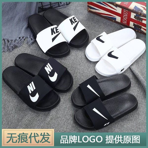 luxury slippers slippers female summer lovers wear beach sho indoor and outdoor men, Black