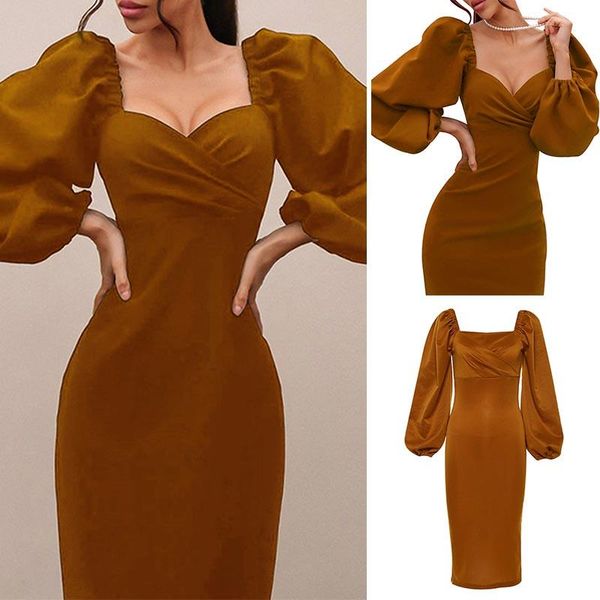 casual dresses square collar off shoulder bodycon dress women puff sleeve autumn winter club party elegant midi yellow, Black;gray
casual dresses square collar off shoulder bodycon dress women puff sleeve autumn winter club party elegant midi yellow, Black;gray