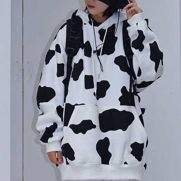 women's sweaters cow print autumn winter hoodies women korean fashion long sleeve sweatshirts harajuku style oversized midi hoody, White;black
women's sweaters cow print autumn winter hoodies women korean fashion long sleeve sweatshirts harajuku style oversized midi hoody, White;black