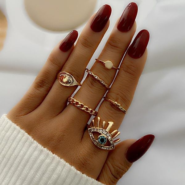 punk gold hollow chain rings set for women girls vintage blue eye heart 6-piece charms gift 2021 female jewelry party cluster, Golden;silver
punk gold hollow chain rings set for women girls vintage blue eye heart 6-piece charms gift 2021 female jewelry party cluster, Golden;silver