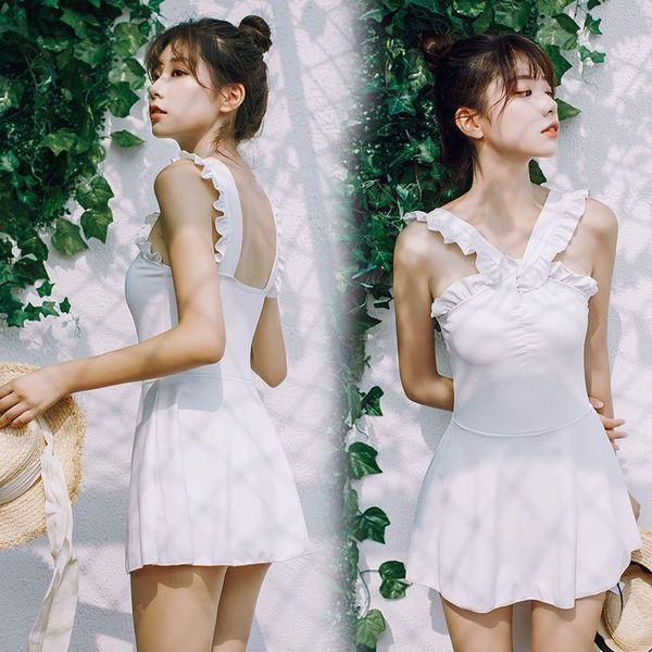 one-piece suits swimsuit female white pure skirt korean triangle swimming trunks spring beach seaside solid swimwear
one-piece suits swimsuit female white pure skirt korean triangle swimming trunks spring beach seaside solid swimwear