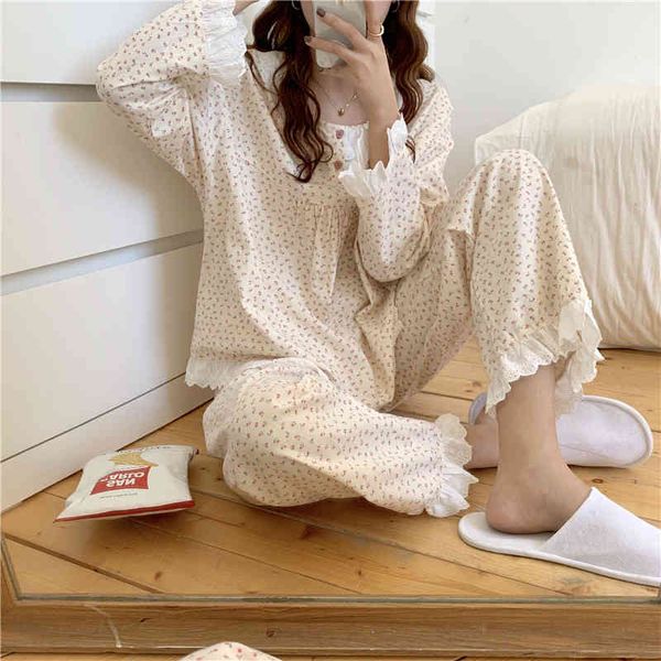 sleepwear two pieces suit sweet printing lace nightwear cotton pullover casual loose fashion long sleeves pajamas set, Black;red
sleepwear two pieces suit sweet printing lace nightwear cotton pullover casual loose fashion long sleeves pajamas set, Black;red