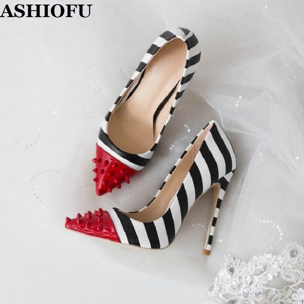 dress shoes ashiofu handmade real pos women's high heel pumps zebra-striped party prom rivets spikes toe evening court, Black
dress shoes ashiofu handmade real pos women's high heel pumps zebra-striped party prom rivets spikes toe evening court, Black