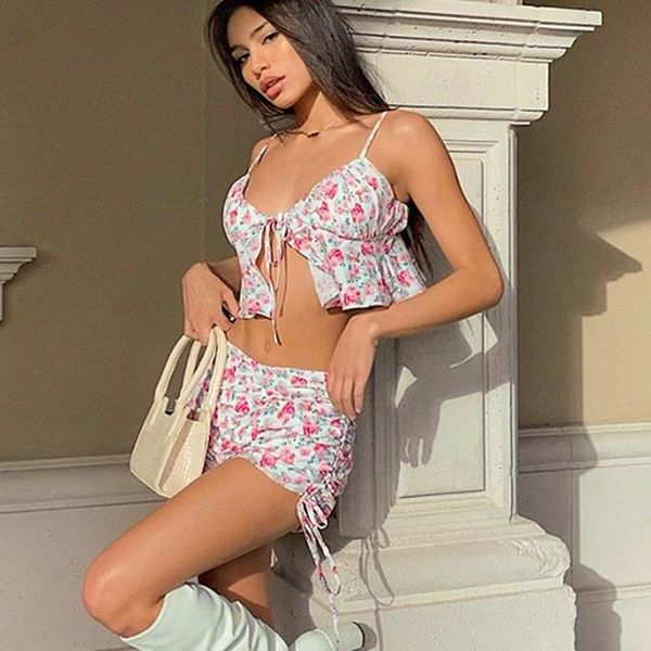 2-piece front lace up mini +pleated shorts sets women retro floral ladies streetwear 2021 summer suits female women's tracksuits, Gray
2-piece front lace up mini +pleated shorts sets women retro floral ladies streetwear 2021 summer suits female women's tracksuits, Gray