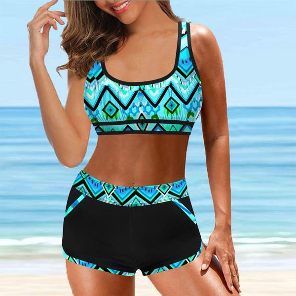 women's swimwear bohemian print racerback swimsuit women high waist split bikini set beachwear digital bathing suit, White;black
women's swimwear bohemian print racerback swimsuit women high waist split bikini set beachwear digital bathing suit, White;black
