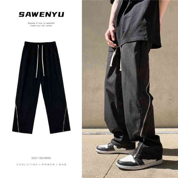 men's pants spring and summer wide-leg fashion zipper casual men streetwear loose hip-hop straight mens trousers qkz8, Black
men's pants spring and summer wide-leg fashion zipper casual men streetwear loose hip-hop straight mens trousers qkz8, Black