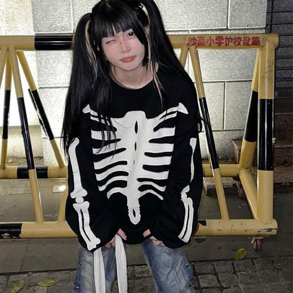 women's hoodies & sweatshirts gothic hoodie skull skeleton print long sleeve o-neck pullover punk autumn thin street fashion sweatshirt, Black
women's hoodies & sweatshirts gothic hoodie skull skeleton print long sleeve o-neck pullover punk autumn thin street fashion sweatshirt, Black
