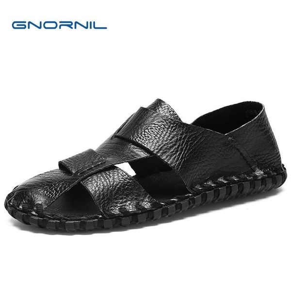 sandals gnornil brand men leather summer 2021 fashion soft sole genuine hand-sewn slip on rubber casual beach shoes, Black
sandals gnornil brand men leather summer 2021 fashion soft sole genuine hand-sewn slip on rubber casual beach shoes, Black