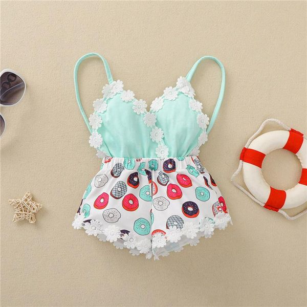 rompers toddler baby girls infant 0-3 years cotton rompers, doughnut print flower trim spaghetti straps sleeveless jumpsuits for summer, Blue
rompers toddler baby girls infant 0-3 years cotton rompers, doughnut print flower trim spaghetti straps sleeveless jumpsuits for summer, Blue