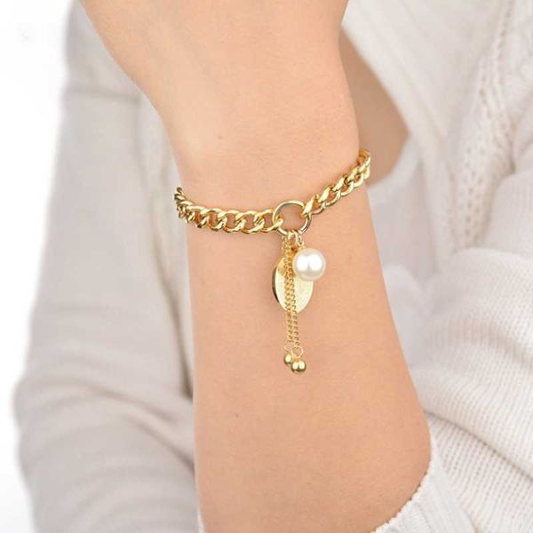 link, chain 316l stainless steel pearl ot shape buckle tassel oval pendant thick bracelets for women fashion trend fine jewelry gift, Black
link, chain 316l stainless steel pearl ot shape buckle tassel oval pendant thick bracelets for women fashion trend fine jewelry gift, Black