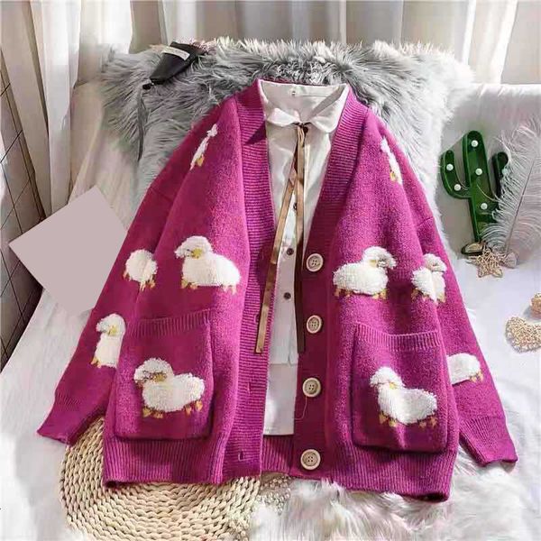 women's jackets knitted sheep print pocket cardigan v neck long sleeve button cartoon female sweater autumn loose casual lady card, Black;brown
women's jackets knitted sheep print pocket cardigan v neck long sleeve button cartoon female sweater autumn loose casual lady card, Black;brown