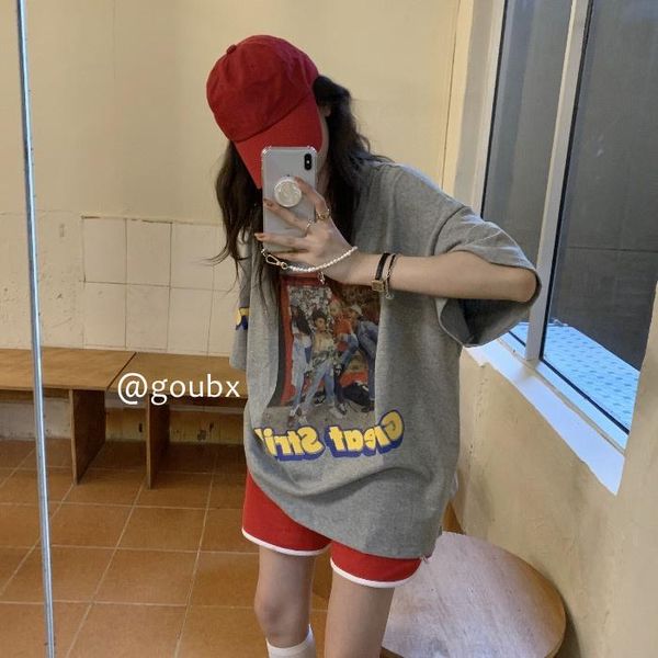 women's t-shirt summer loose-fitting short sleeves mid-length gray korean style chic all-match letters fashion, White
women's t-shirt summer loose-fitting short sleeves mid-length gray korean style chic all-match letters fashion, White