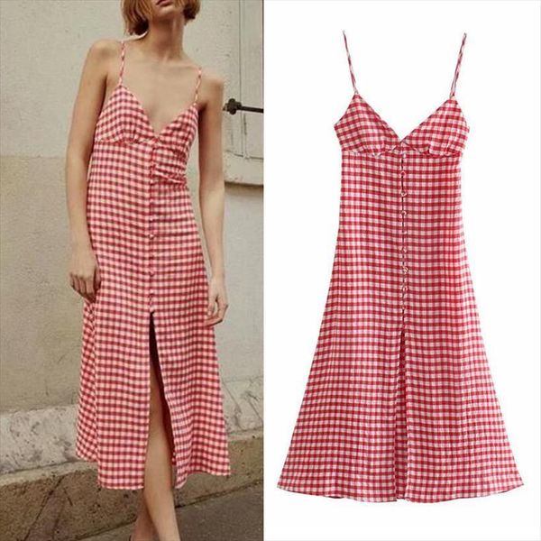 za summer fashion youth plaid womens dress elegant sling v neck women casual chic street party, Black;gray
za summer fashion youth plaid womens dress elegant sling v neck women casual chic street party, Black;gray