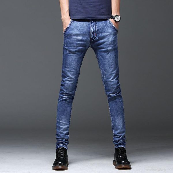 high-quality casual men pencil pants slim jeans summer long stretch for male men's, Blue
high-quality casual men pencil pants slim jeans summer long stretch for male men's, Blue