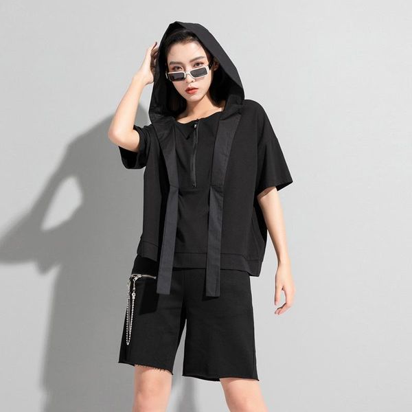 women's t-shirt casual hooded big size ribbon patchwork t shirt high street chic zipper design woman tshirts 2021 summer fashion tide t, White
women's t-shirt casual hooded big size ribbon patchwork t shirt high street chic zipper design woman tshirts 2021 summer fashion tide t, White