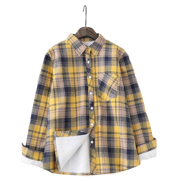 women's blouses & shirts 2021 winter warm womens velvet thick plaid long sleeve lady college style casual outerwear female clothes, White
women's blouses & shirts 2021 winter warm womens velvet thick plaid long sleeve lady college style casual outerwear female clothes, White