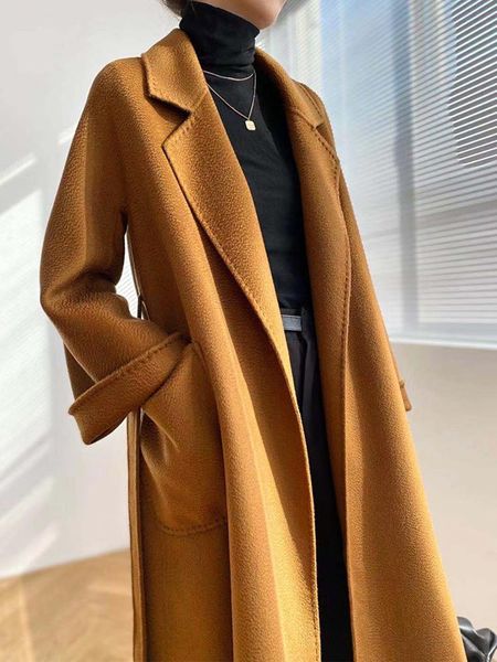 women's wool & blends water ripple double-sided cashmere coat 2021 autumn and winter mid-length loose korean lace-up, Black
women's wool & blends water ripple double-sided cashmere coat 2021 autumn and winter mid-length loose korean lace-up, Black