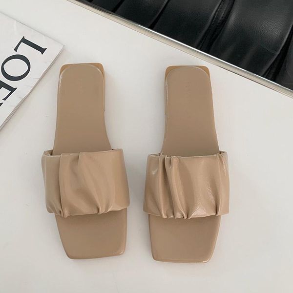 square toe home slides 2021 women pleated slippers summer open flat casual sandals outdoor female beach flip flops, Black
square toe home slides 2021 women pleated slippers summer open flat casual sandals outdoor female beach flip flops, Black