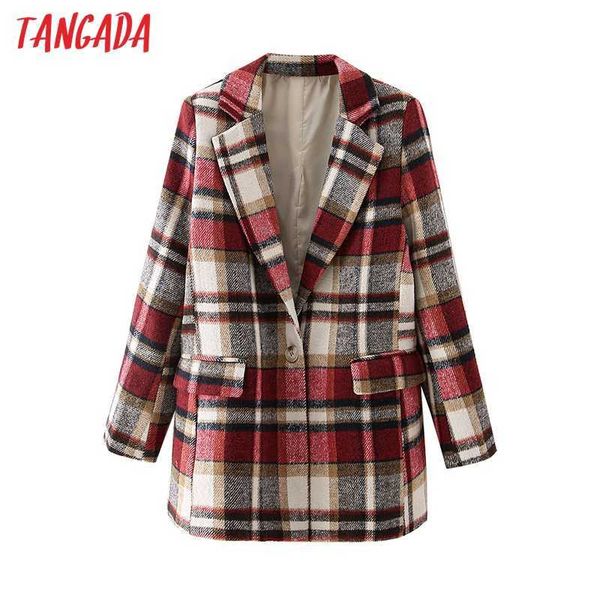 tangada women red plaid thick coats jacket long sleeves pocket ladies elegant coat da108 210609, Black
tangada women red plaid thick coats jacket long sleeves pocket ladies elegant coat da108 210609, Black